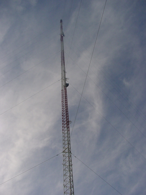 Looking up at the WLNE tower