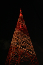 WHDH-TV tower at night
