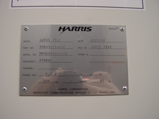 WZAN Harris builder's plate