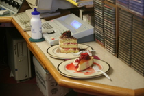 Cake slices in air studio